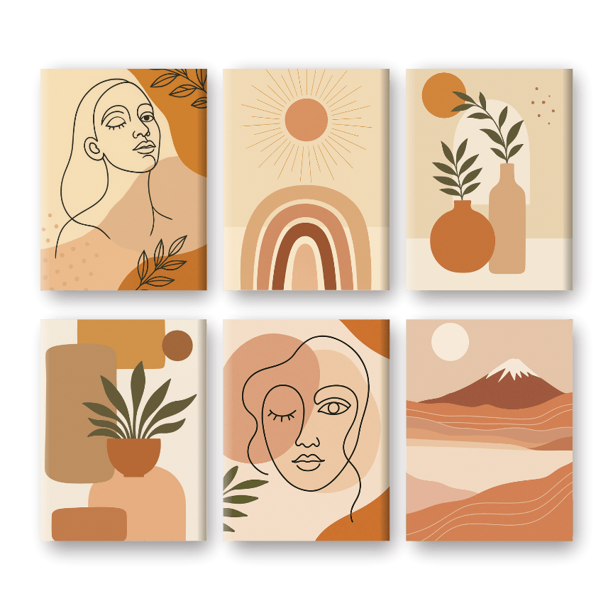 6 minicuadros - Estilo Boho-Pintar por números