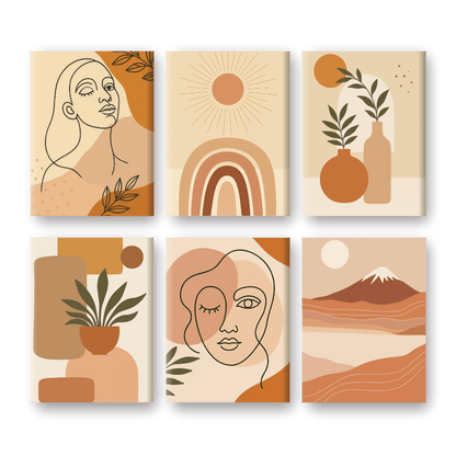 6 minicuadros - Estilo Boho-Pintar por números