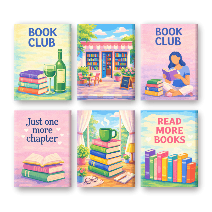 6 Mini Paintings - Book Club Set- Paint by Numbers