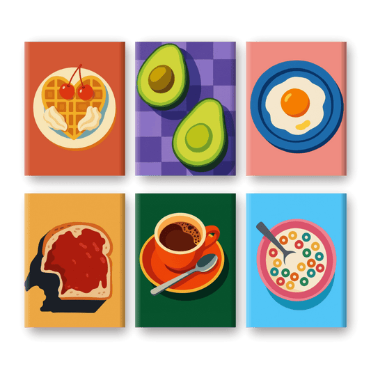 6 Mini Paintings - Breakfast & Coffee Set- Paint by Numbers