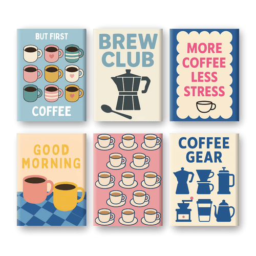 6 Mini Paintings - Brew Club Coffee Set