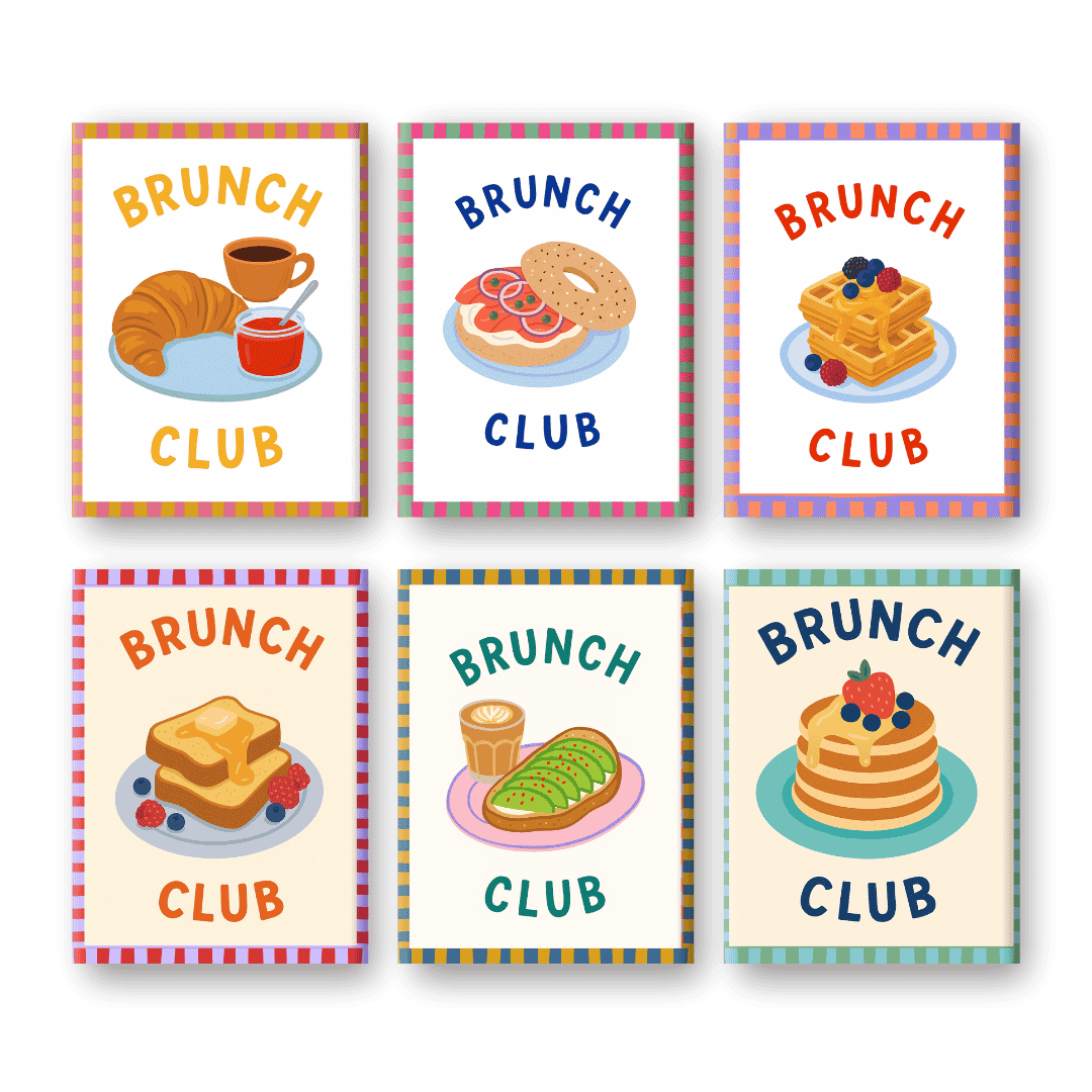 6 Mini Paintings - Brunch Club Set- Paint by Numbers