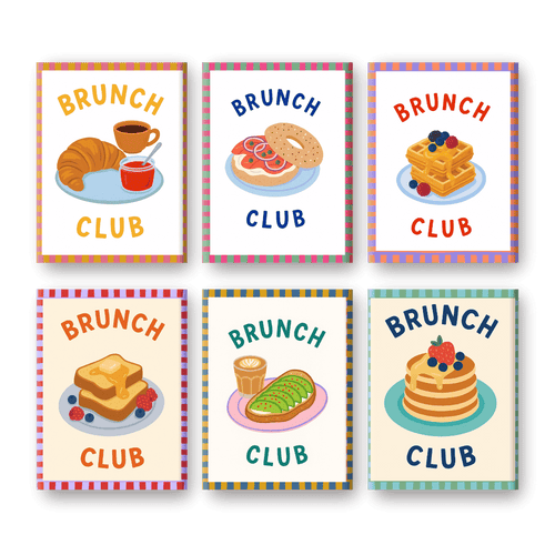 6 Mini Paintings - Brunch Club Set