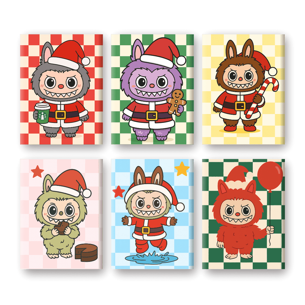 6 Mini Paintings   Christmas Dolls Set