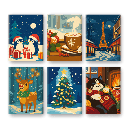 6 Mini Paintings - Christmas Eve Set-Paint by numbers
