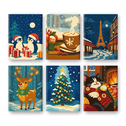 6 Mini Paintings - Christmas Eve Set-Paint by numbers