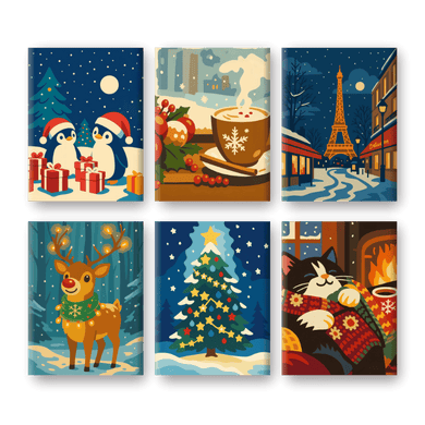 6 Mini Paintings - Christmas Eve Set