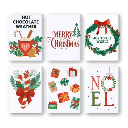 6 Mini Paintings - Christmas Holiday Set