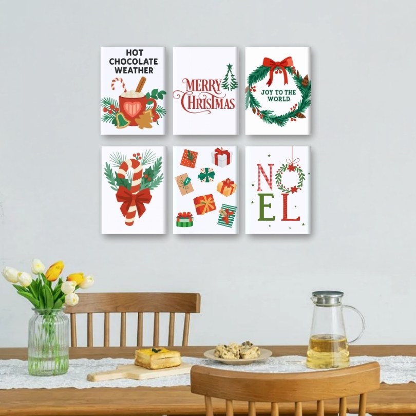 6 Mini Paintings - Christmas Holiday Set Mockup