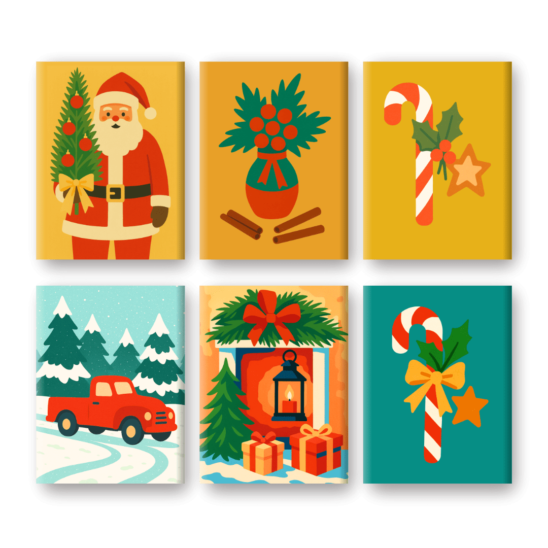 6 Mini Paintings | Christmas Joy Set- Paint by Numbers