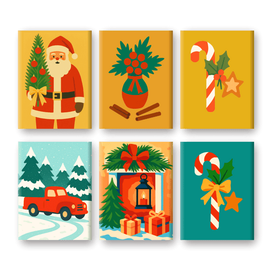 6 Mini Paintings | Christmas Joy Set- Paint by Numbers