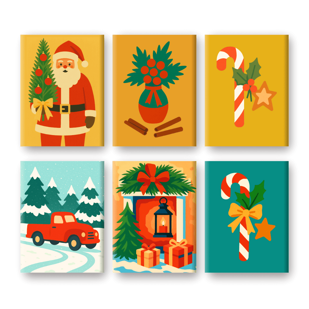 6 Mini Paintings | Christmas Joy Set Paint by numbers