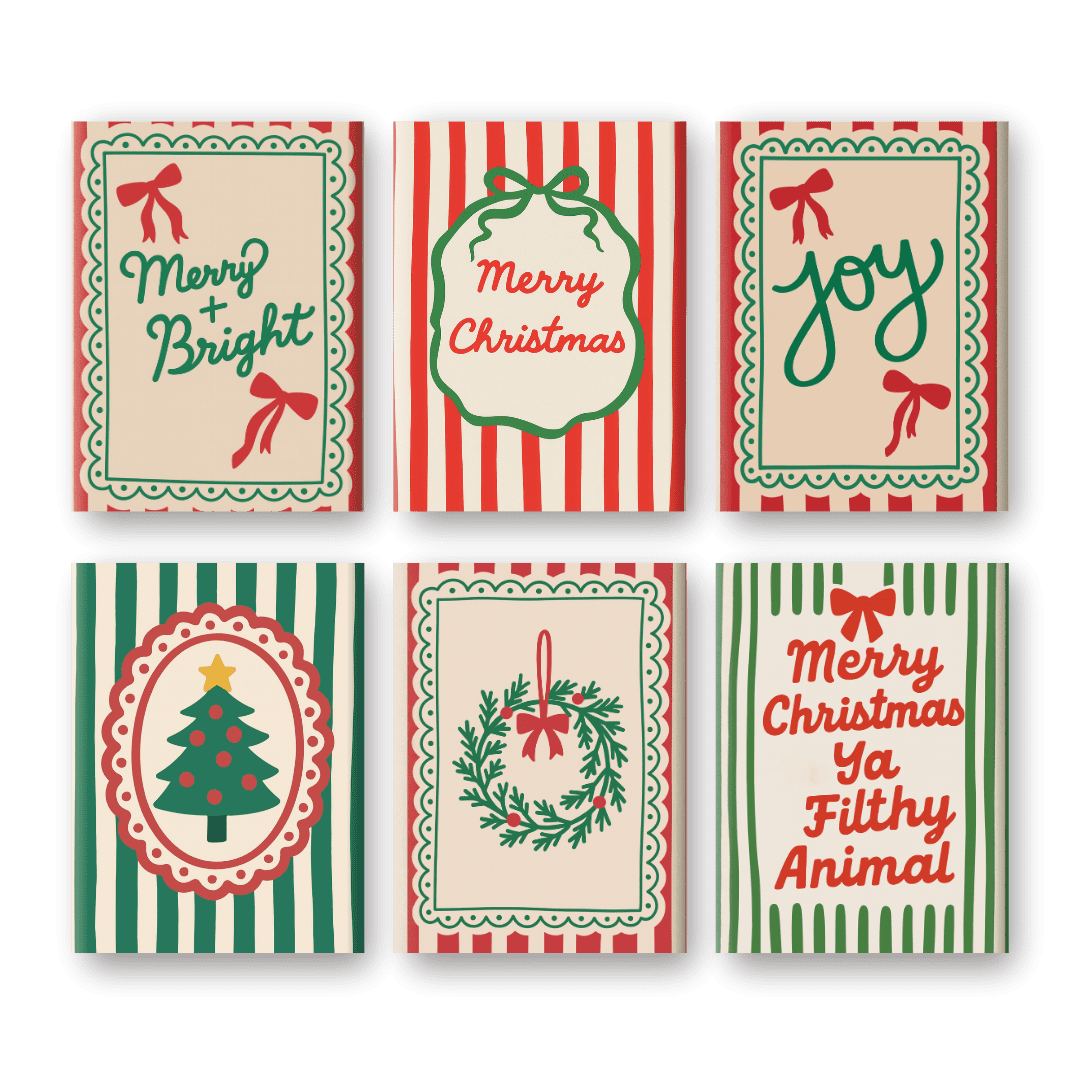 6 Mini Paintings - Christmas Stripes Set-Paint by numbers
