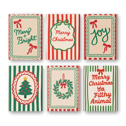 6 Mini Paintings - Christmas Stripes Set-Paint by numbers
