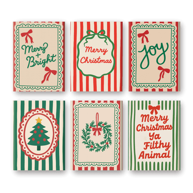 6 Mini Paintings - Christmas Stripes Set