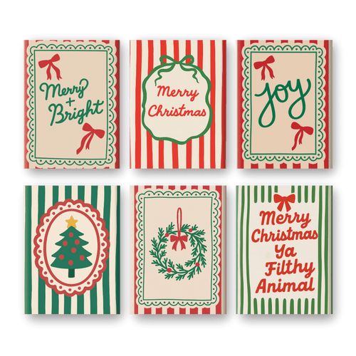 6 Mini Paintings - Christmas Stripes Set
