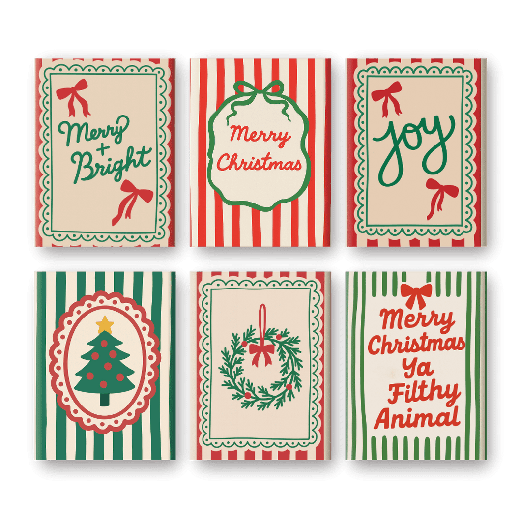 6 Mini Paintings   Christmas Stripes Set