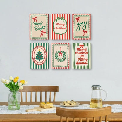 6 Mini Paintings - Christmas Stripes Set