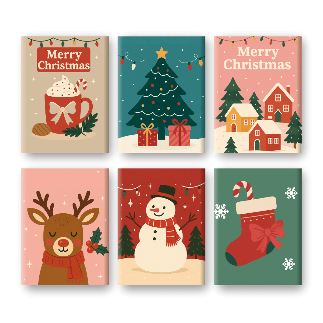 6 Mini Paintings    Classic Christmas Set