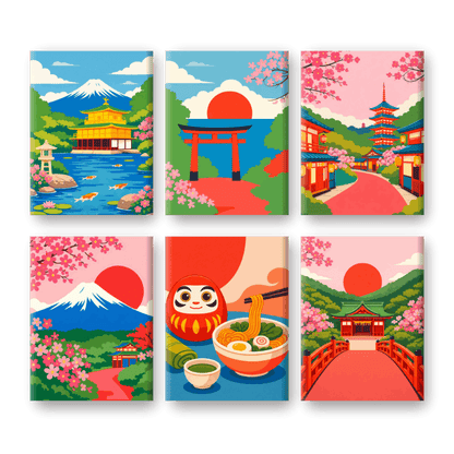 6 Mini Paintings - Classic Japan Set- Paint by Numbers