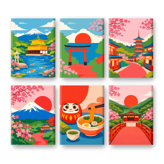6 Mini Paintings - Classic Japan Set- Paint by Numbers