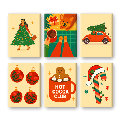 6 Mini Paintings | Cocoa & Christmas Set- Paint by Numbers