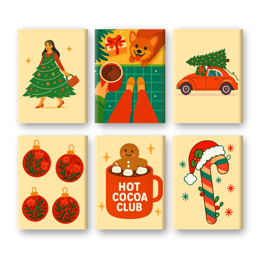 6 Mini Paintings | Cocoa & Christmas Set- Paint by Numbers