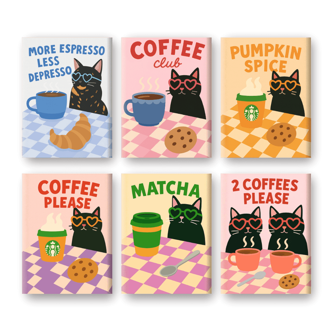 6 Mini Paintings   Coffee Club Set