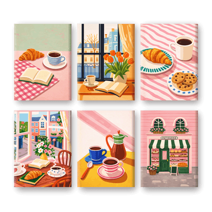 6 Mini Paintings - Coffee Moments Set- Paint by Numbers