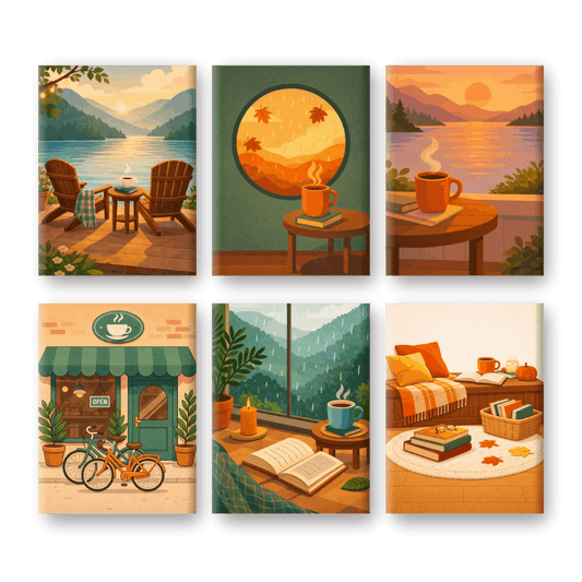 6 Mini Paintings - Coffee Moments Set- Paint by Numbers