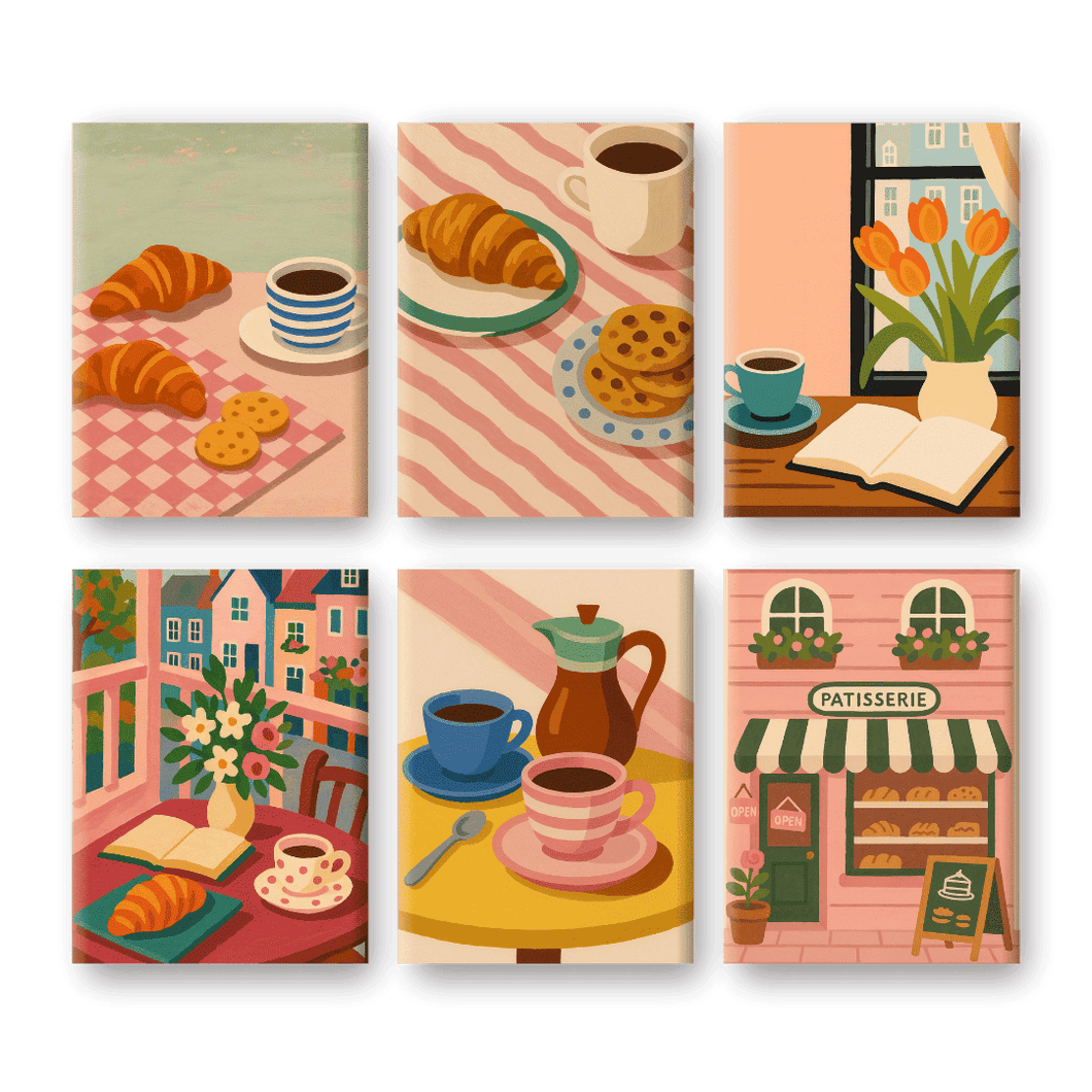 6 Mini Paintings   Coffee & breakfast Set