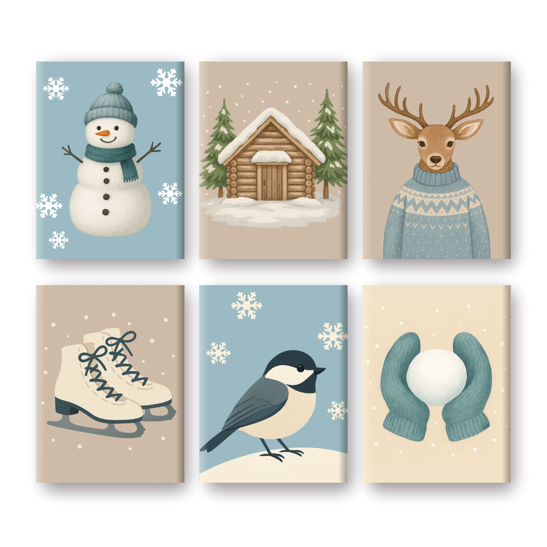 6 Mini Paintings - Cold Winter Set-Paint by numbers