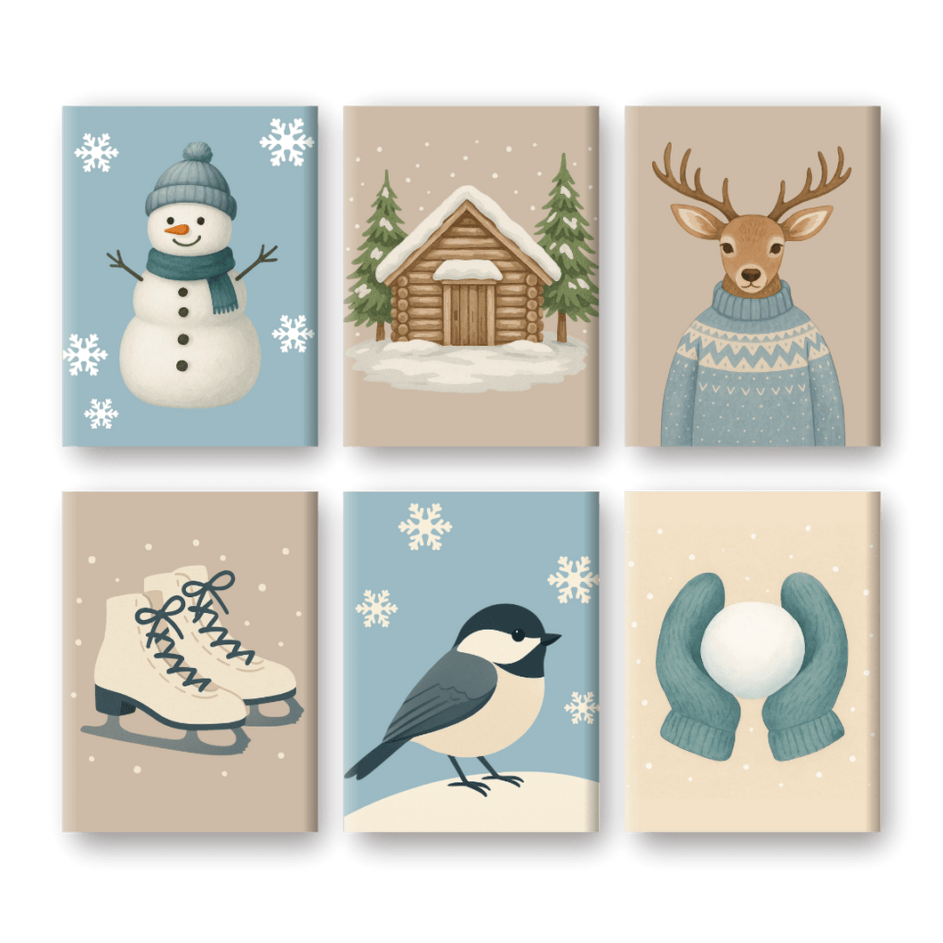 6 Mini Paintings   Cold Winter Set