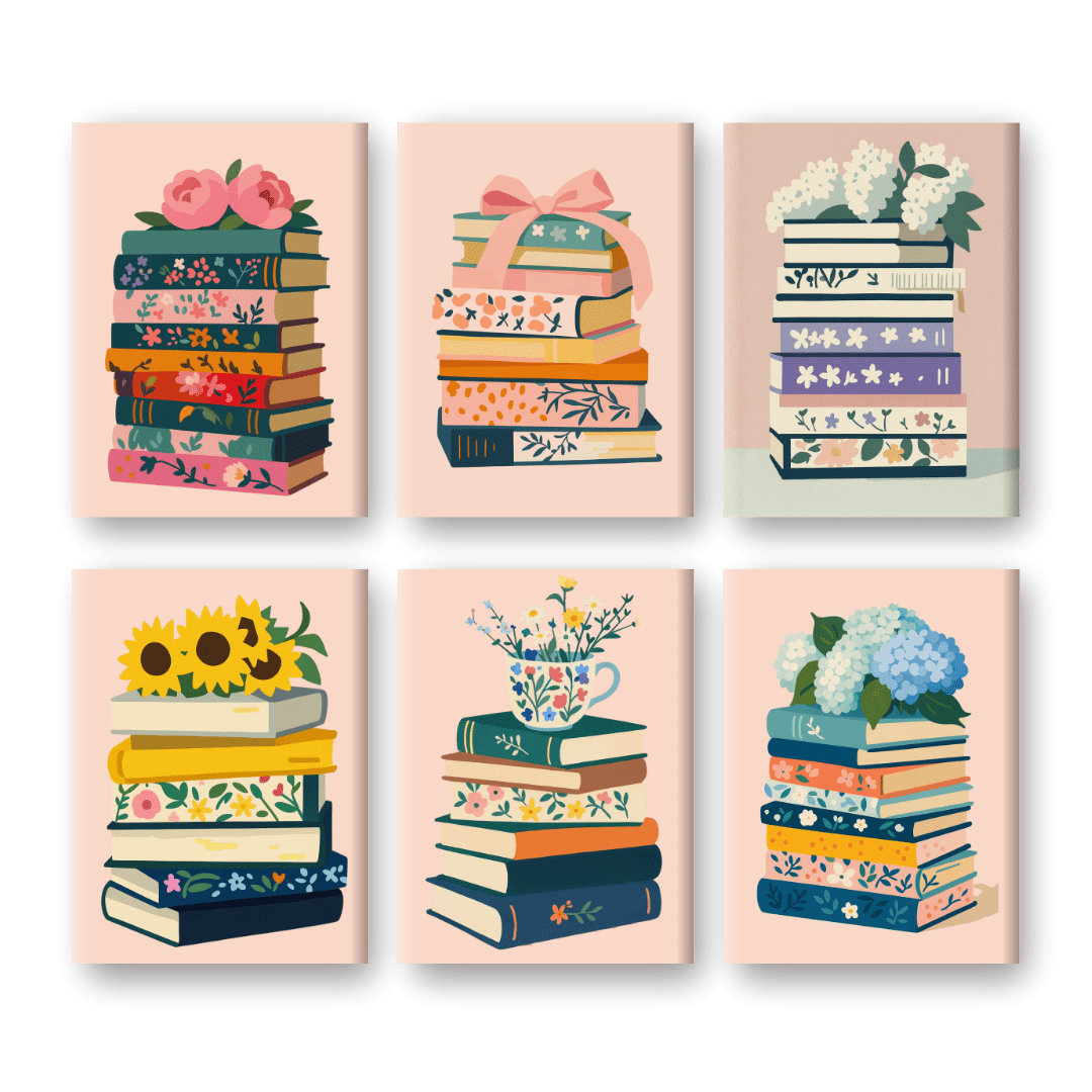 6 Mini Paintings - Colorful Books Set-Paint by numbers