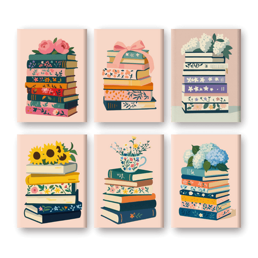 6 Mini Paintings - Colorful Books Set-Paint by numbers
