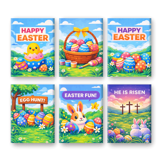 6 Mini Paintings - Colorful Easter Set- Paint by Numbers