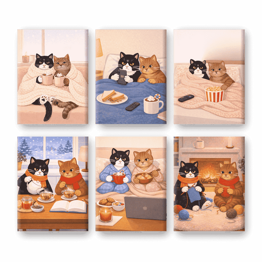 6 Mini Paintings - Cozy Cats Set- Paint by Numbers