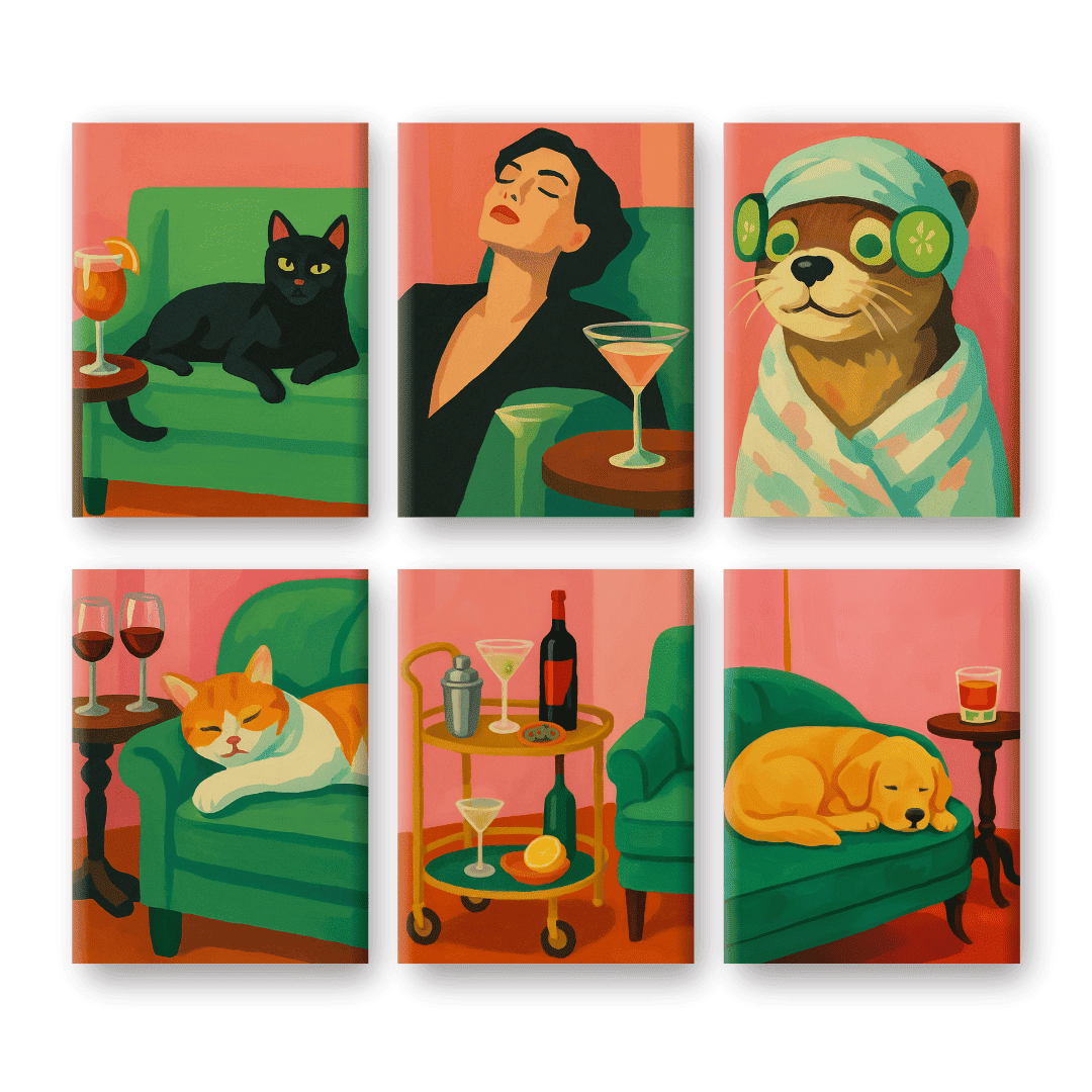 6 Mini Paintings - Cozy Vibes Set-Paint by numbers