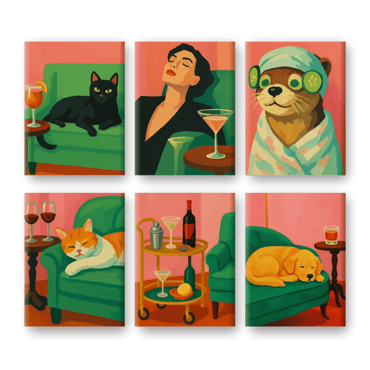 6 Mini Paintings - Cozy Vibes Set-Paint by numbers
