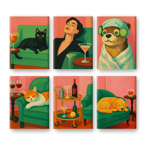 6 Mini Paintings - Cozy Vibes Set