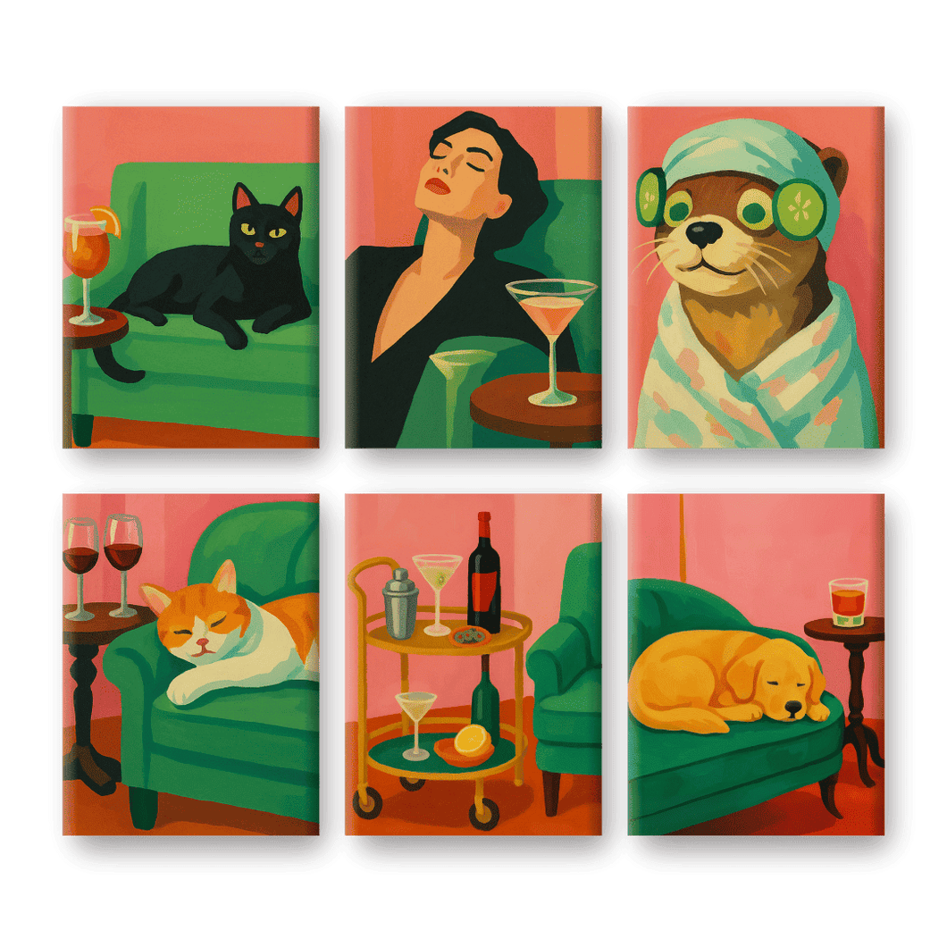 6 Mini Paintings   Cozy Vibes Set