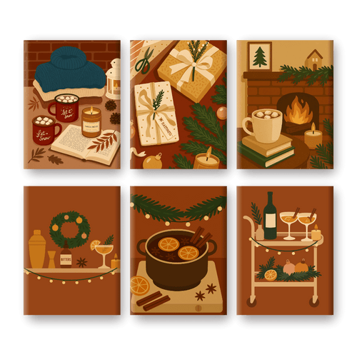 6 Mini Paintings - Cozy Winter Set