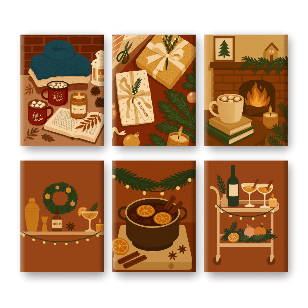 6 Mini Paintings   Cozy Winter Set