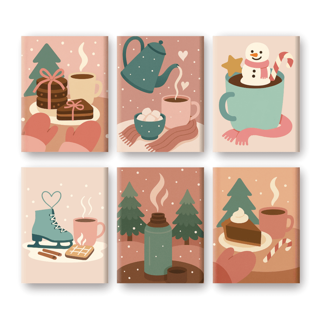 6 Mini Paintings   Cozy Winter Set