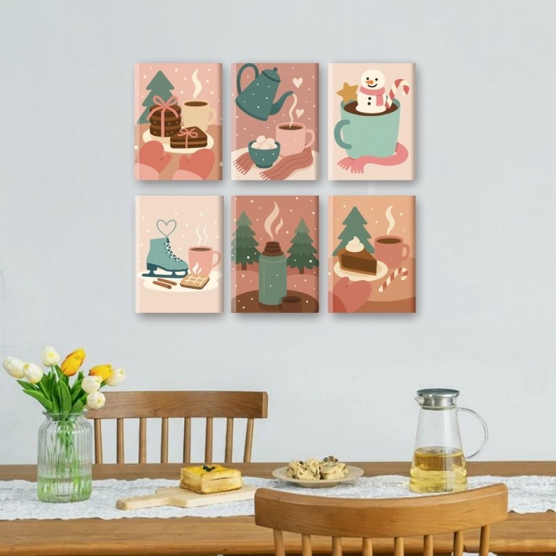 6 Mini Paintings - Cozy Winter Set