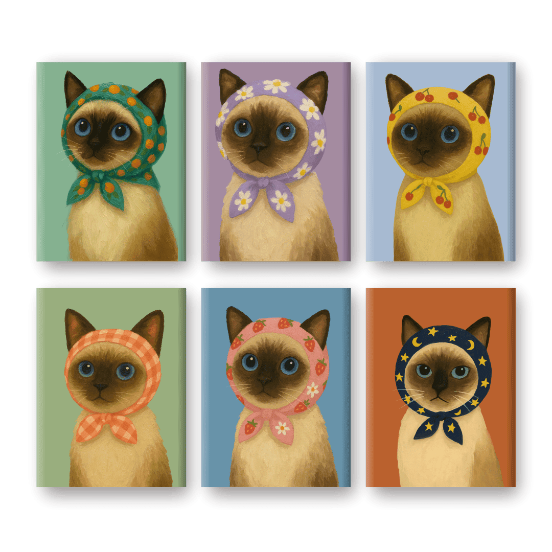 6 Mini Paintings - Cute Cat Set-Paint by numbers