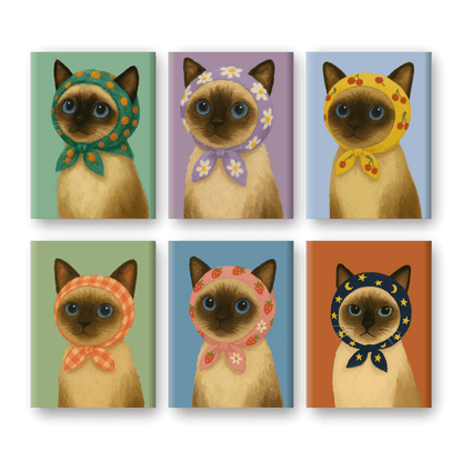 6 Mini Paintings - Cute Cat Set-Paint by numbers