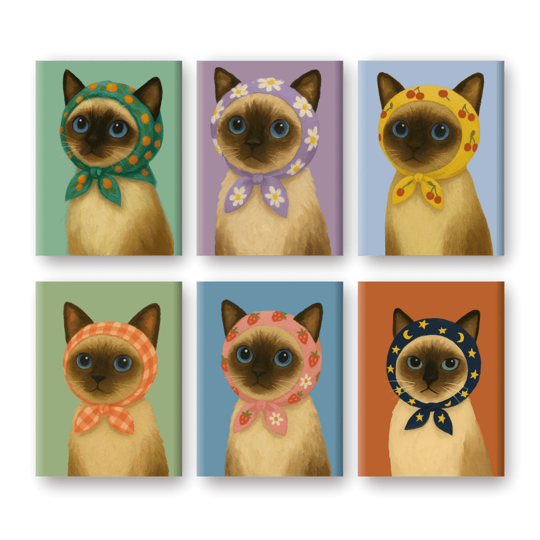 6 Mini Paintings   Cute Cat Set