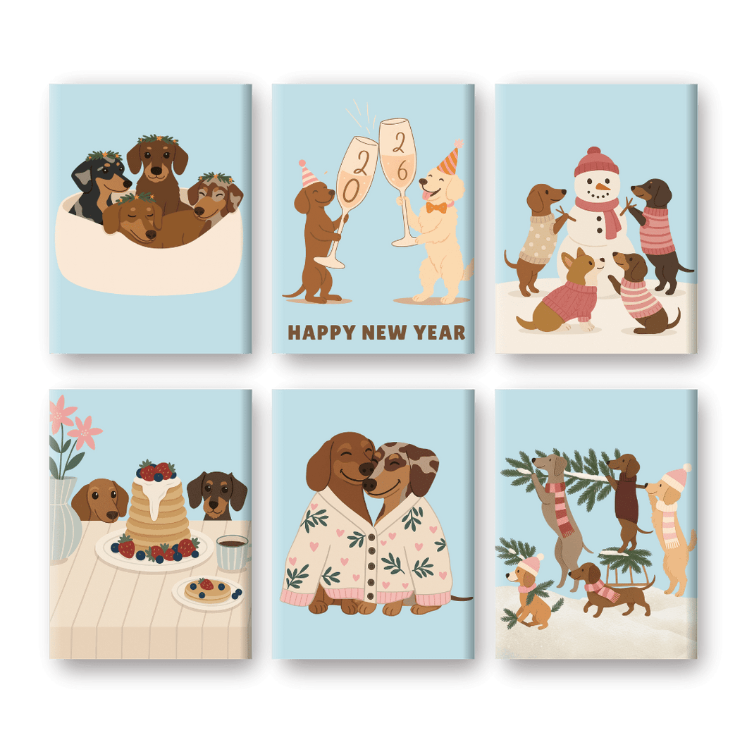 6 Mini Paintings   Cute Dogs Set