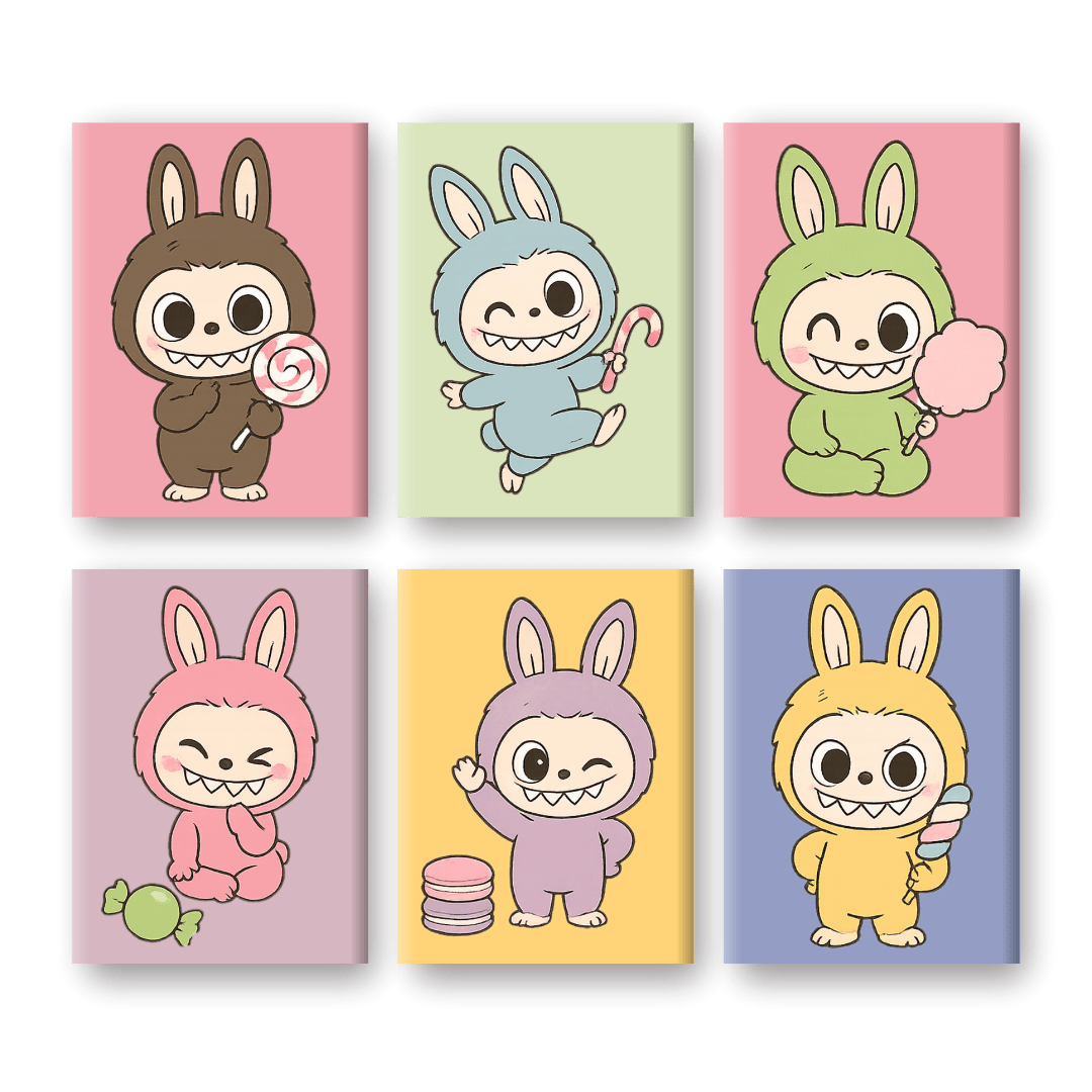 6 Mini Paintings - Cute Doll Set-Paint by numbers